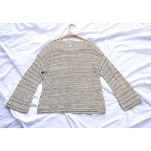 Croft and Barrow XXL Women's Gray and White Boat Neck Sweater